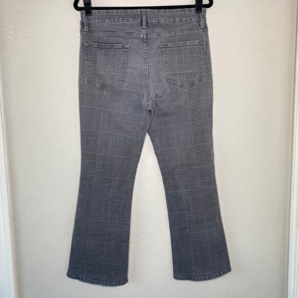 FRAME Le Crop Mini Boot Washed Gray Plaid Check Cropped Bootcut Jeans 30 - Picture 10 of 11